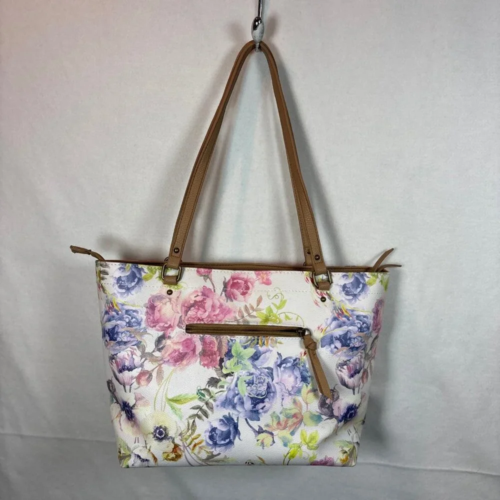 Great Condition Elliott Lucca Delphine Floral Tote  Pink & White Purple - Picture 5 of 11